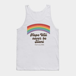 Harvey Milk Hope Will never Be Silent vintage Rainbow Tank Top